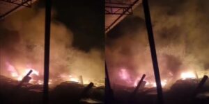 incêndio destrói automóveis