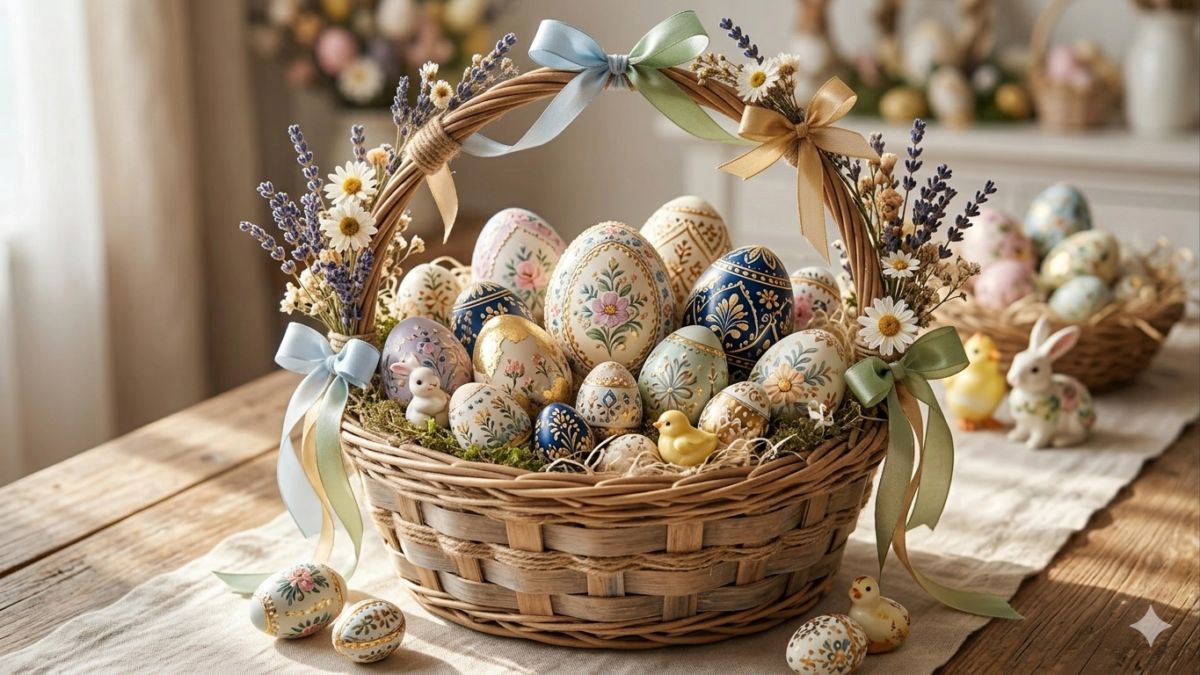 cesta com óvos de pascoa Paróquia Sant’Ana arrecada chocolates em Lavras