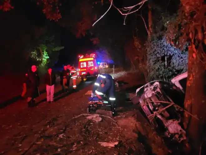 Capotamento na AMG-1665 deixa quatro feridos em Ingaí